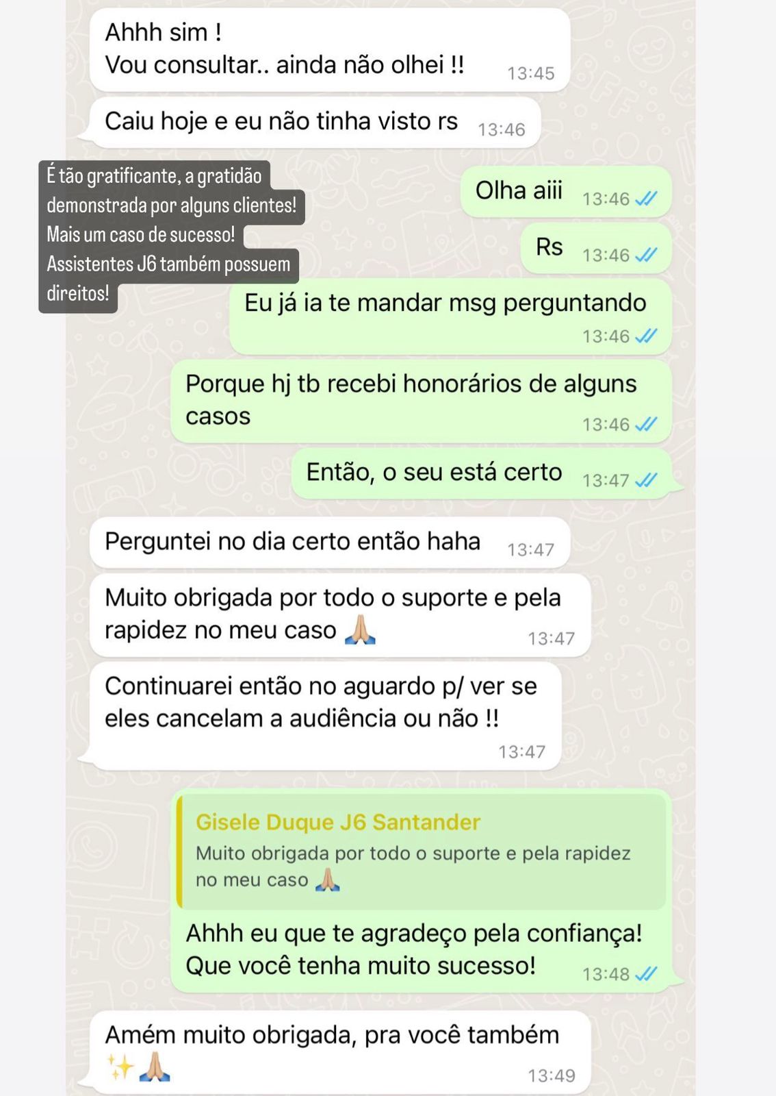Santana J6 Santander agradecimento